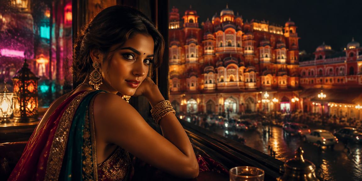 Excited Bollywood-themed Indian casino player